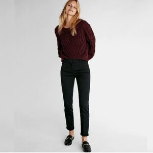 Express Black Mid Rise Crop Ankle Straight Work Pants Size 4